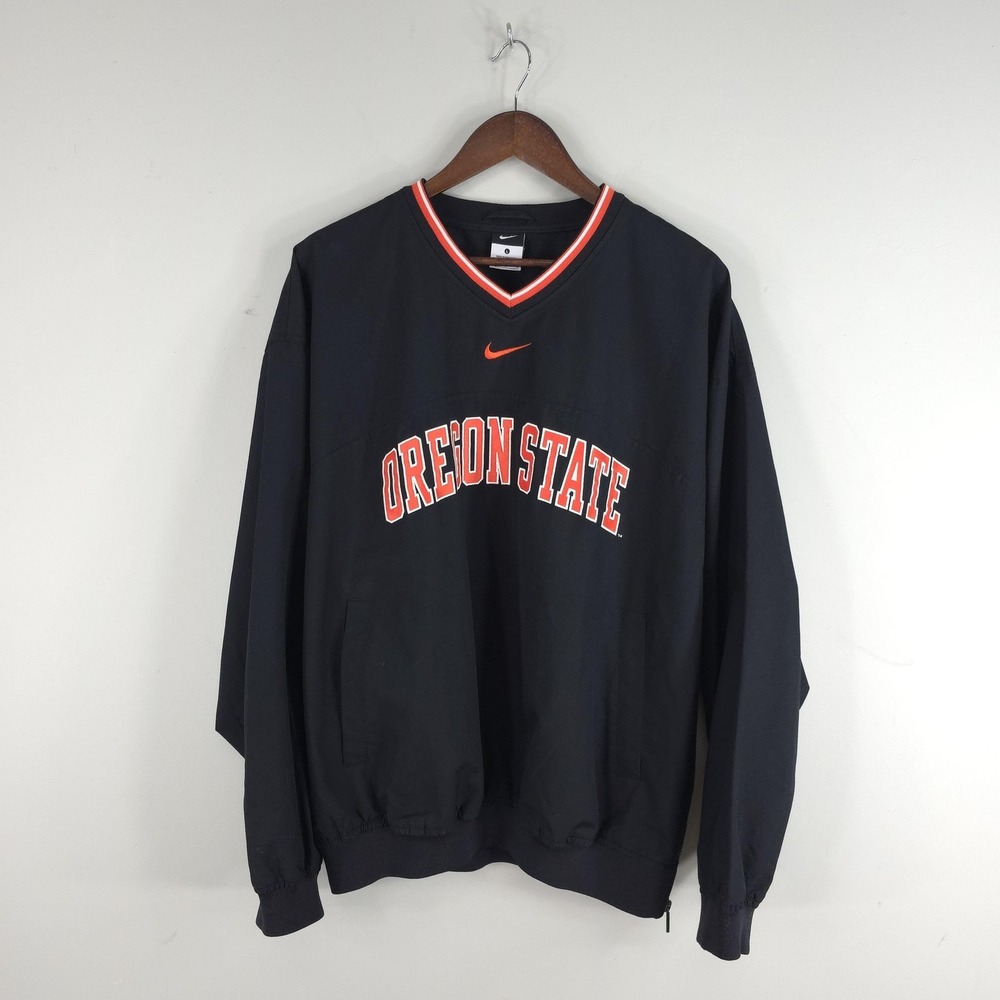 Oregon State Beavers Jacket Mens Large Black‎ NCAA Football Nike Pullover V-Neck
